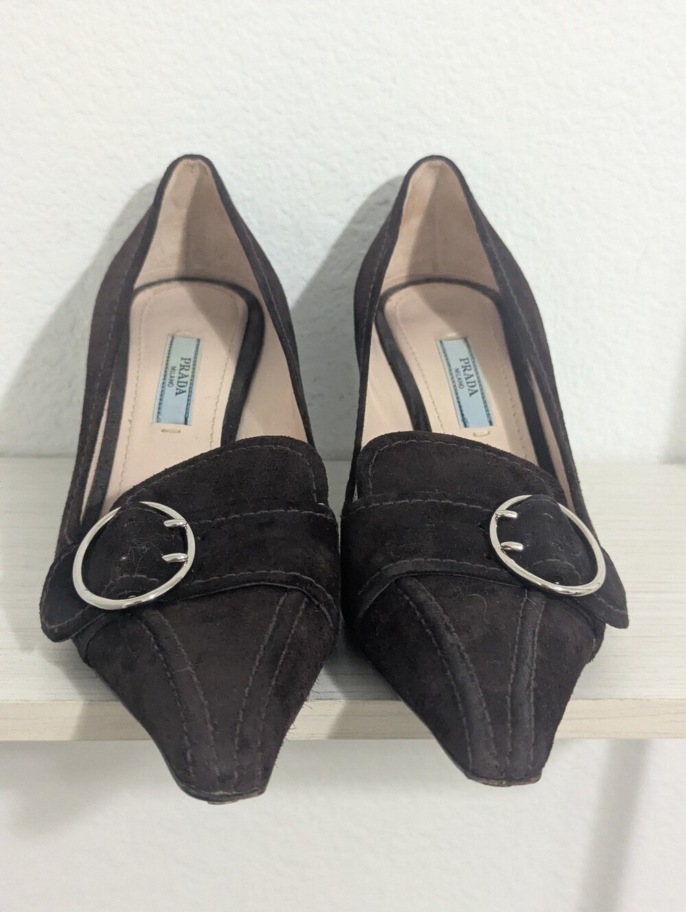 Vintage Prada Campacio Brown Suede Pumps